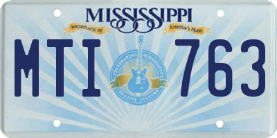 MS license plate MTI763