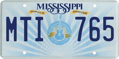 MS license plate MTI765