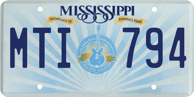 MS license plate MTI794