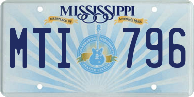 MS license plate MTI796