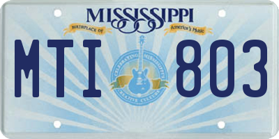 MS license plate MTI803