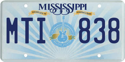 MS license plate MTI838
