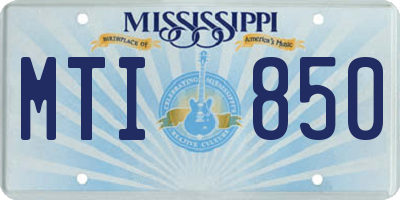 MS license plate MTI850