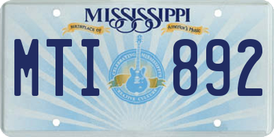 MS license plate MTI892