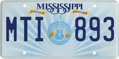 MS license plate MTI893