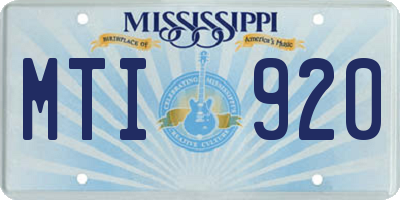MS license plate MTI920