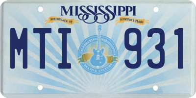 MS license plate MTI931