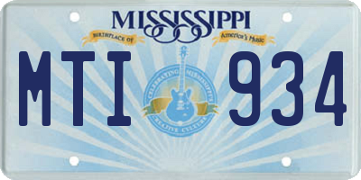 MS license plate MTI934