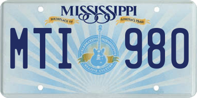 MS license plate MTI980