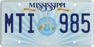 MS license plate MTI985