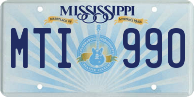 MS license plate MTI990