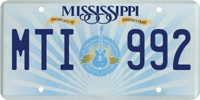MS license plate MTI992