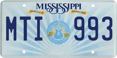 MS license plate MTI993