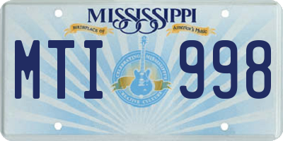MS license plate MTI998