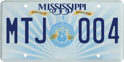 MS license plate MTJ004