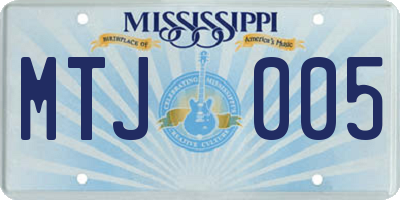 MS license plate MTJ005