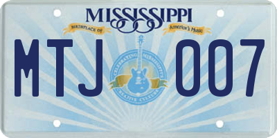 MS license plate MTJ007