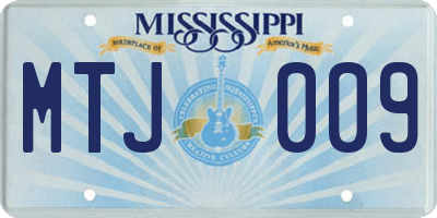 MS license plate MTJ009