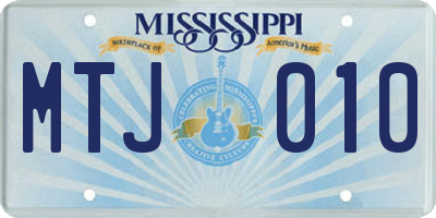 MS license plate MTJ010