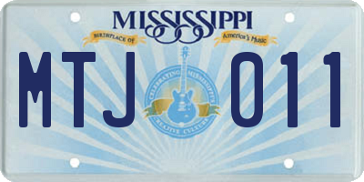 MS license plate MTJ011