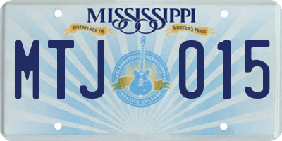 MS license plate MTJ015