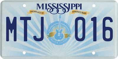 MS license plate MTJ016