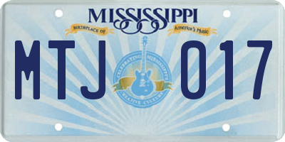 MS license plate MTJ017