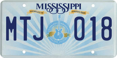 MS license plate MTJ018