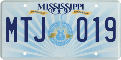MS license plate MTJ019