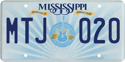 MS license plate MTJ020