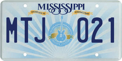 MS license plate MTJ021