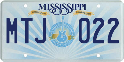 MS license plate MTJ022
