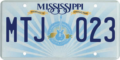 MS license plate MTJ023