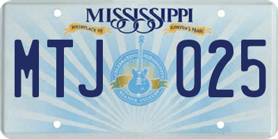 MS license plate MTJ025