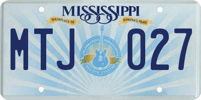 MS license plate MTJ027