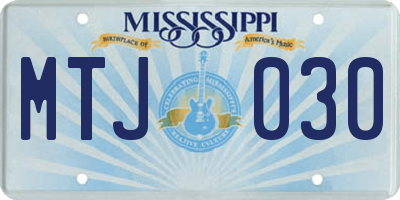 MS license plate MTJ030