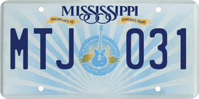 MS license plate MTJ031