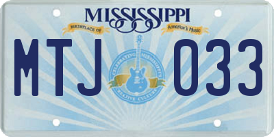 MS license plate MTJ033