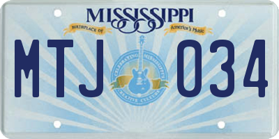 MS license plate MTJ034