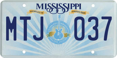 MS license plate MTJ037