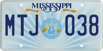 MS license plate MTJ038