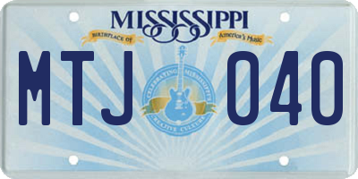 MS license plate MTJ040