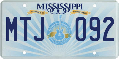 MS license plate MTJ092