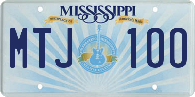 MS license plate MTJ100