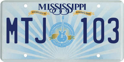 MS license plate MTJ103
