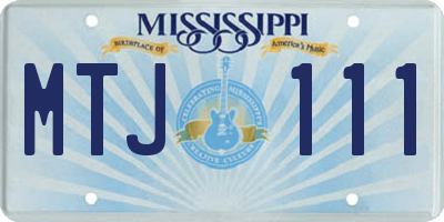 MS license plate MTJ111