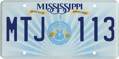 MS license plate MTJ113