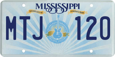 MS license plate MTJ120