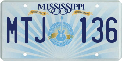 MS license plate MTJ136