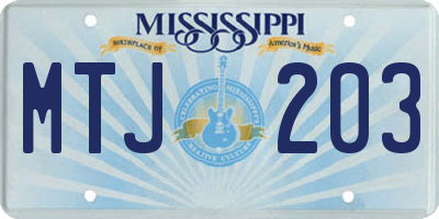 MS license plate MTJ203